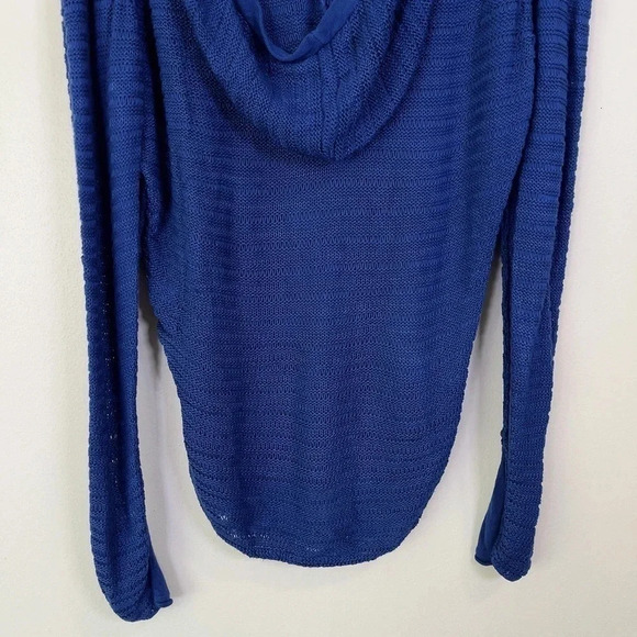 Aritzia Wilfred Free Royal Blue Hooded Open Knit Cashmere  Blend Sweater - Picture 12 of 15
